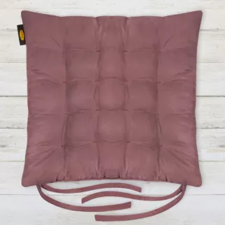 Poduszka na krzesło 40 x 40 x 6 cm  welurowa wrzosowa z szesnastoma pikowaniami ADORE