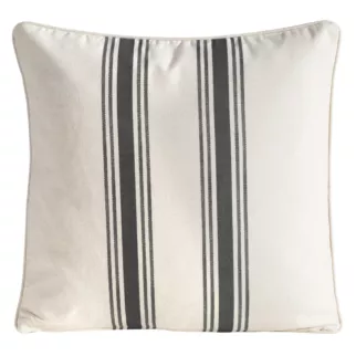 Poszewka na poduszkę 50x50 cm bawełniana z dodatkiem lnu zdobiona nadrukiem roślinnym stalowo, kremowa LEN