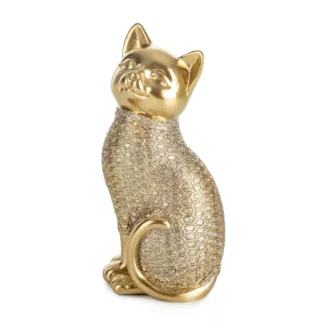 Figurka złota kot o drobnym wytłaczanym wzorze 6x7x15 cm HARIS