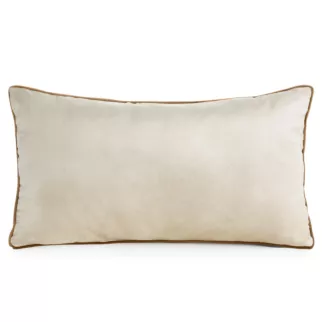 Poduszka 30 x 50 cm welwetowa jasnobeżowa z kontrastującą lamówką GAJA 3