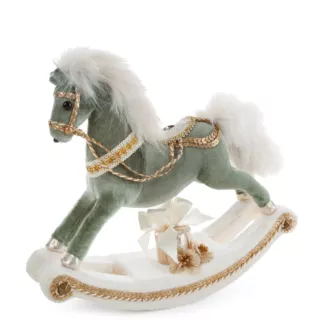 Figurka świąteczna dekoracyjna KONIK NA BIEGUNACH w pastelowych odcieniach