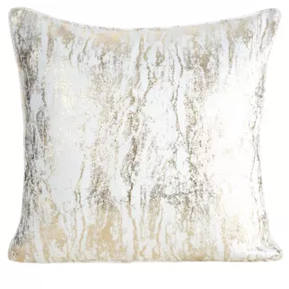 Poszewka na poduszkę 45x45 cm biało, szampańska z przecieranym błyszczącym nadrukiem ELISE