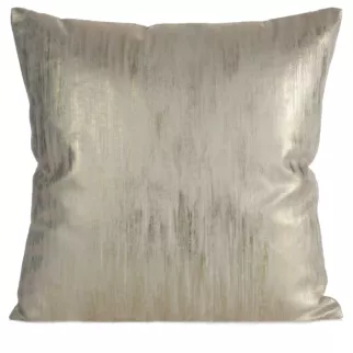 Poszewka na poduszkę 45x45 cm welwetowa kremowo, szampańska zdobiona przecieranym nadrukiem EMILA