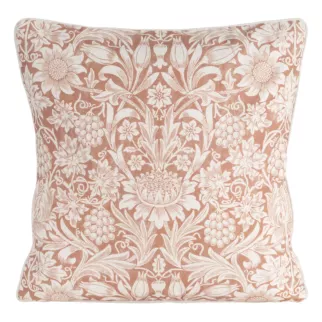 Poszewka na poduszkę 50x50 cm bawełniana z dodatkiem lnu zdobiona nadrukiem roślinnym ciemnobeżowo, kremowa LEN