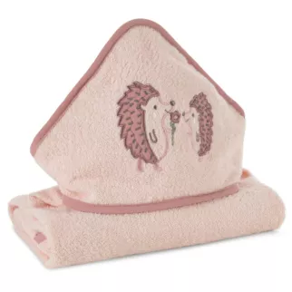 Ręcznik kąpielowy dziecięcy 100x100 cm bawełniany kolor różowy 350g/m2 z kapturem BABY 68