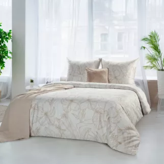 Pościel 220x200 cm bawełniana kolor biały, beżowy z eleganckim wzorem kwiatowym SPRING 50