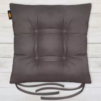 Poduszka na krzesło dwustronna 40 x 40 x 8 cm welurowa ciemnografitowa ADORE