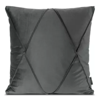 Poszewka na poduszkę 45x45 cm welwetowa stalowa z geometrycznym przeszywanym wzorem NALA 1 Eurofirany Premium