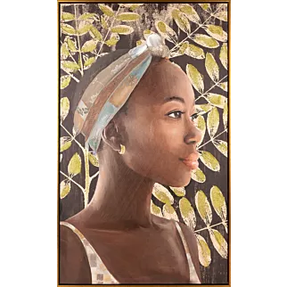 Obraz BELLE 6 portret kobiety ręcznie malowany na płótnie w złotej ramce