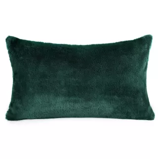 Poszewka na poduszkę 30x50 cm ciemnozielona z miękkiej futrzanej tkaniny NINA