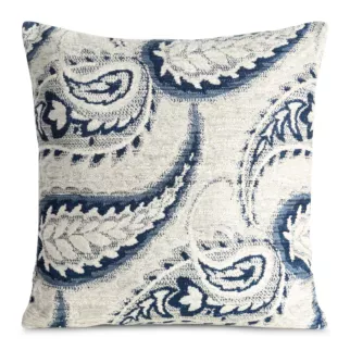 Poszewka na poduszkę 43x43 cm kremowo, granatowa z szenilowej tkaniny z przeszywanym wzorem SABINA