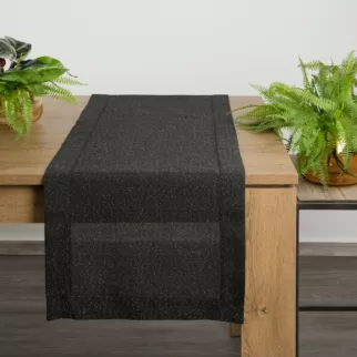 Bieżnik na stół 40x140 cm o strukturze płótna STELLA 1 z dodatkiem srebrnej nici