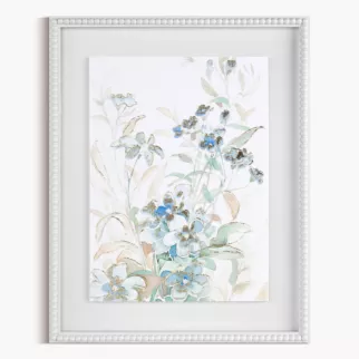 Obraz kremowo, niebieski drukowany na płótnie z motywem subtelnych kwiatów 40x50 cm