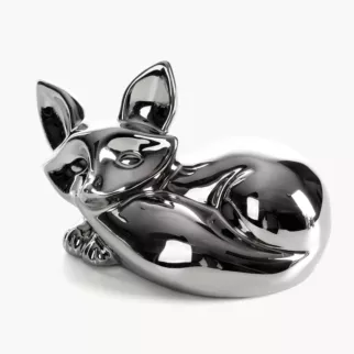 Figurka dekoracyjna wiewiórka srebrna o wysokim połysku 18x11x11 cm FABIO