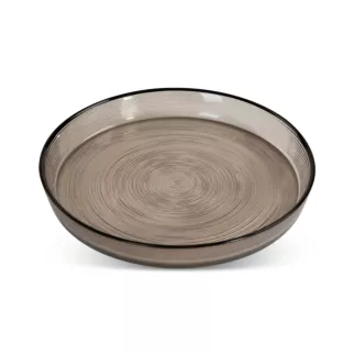 Patera LEA z dymionego szkła artystycznego o prążkowanej powierzchni