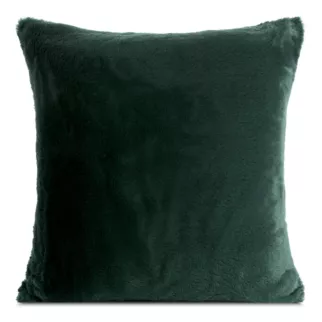 Poszewka na poduszkę 60x60 cm ciemnozielona z miękkiej futrzanej tkaniny NINA