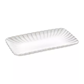 Patera ceramiczna dekoracyjna kremowo-beżowa prostokątna  zdobiona przecieranym wzorem w stylu eko 25x15x3 cm AVRIL