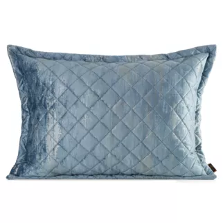 Poszewka na poduszkę 50x70 cm welwetowa niebieska, pikowana metoda hot press zdobiona błyszczącym przecieranym nadrukiem BLINK 43 Eurofirany Premium