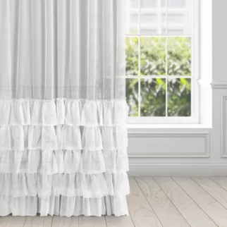 Firana biała z markizety z pięcioma falbanami 140x270 cm taśma CHARLOTTE 2