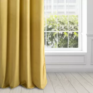 Zasłona musztardowa z gładkiego welwetu 140x250 cm przelotka - PIERRE