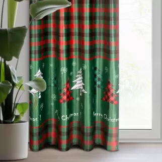 Zasłona zielono, czerwona świąteczna z tkaniny welwetowej 140x250 cm przelotka - FELIKS