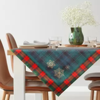 Bieżnik na stół zielono, czerwony 85x85 cm STAR z motywem kraty i śnieżynek