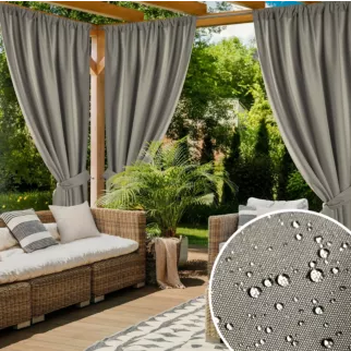 Zasłona beżowa z wodoodpornej tkaniny idealna do ogrodu i na taras 155x200 cm tunel - GARDEN