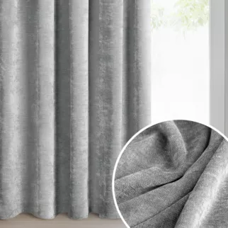 Zasłona szara o szenilowej strukturze 140x250 cm przelotka - NESKA