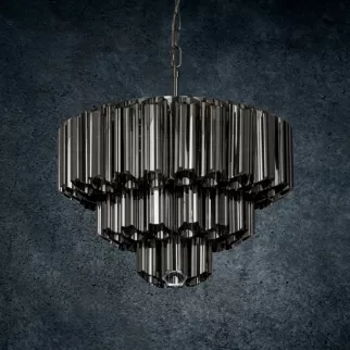 Lampa wisząc do pokoju grafitowa DANA ze szklanymi zawieszkami z dymionego szkła, możliwość regulacji wysokości