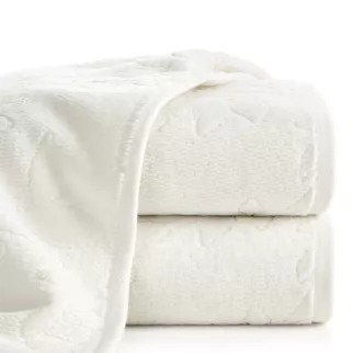 Ręcznik do rąk 30x50 cm bawełniany kolor kremowy z wytłaczanym wzorem roślinnym 475 g/m2 FLORIA - kolekcja AMAROSA