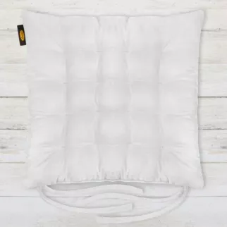 Poduszka na krzesło 40 x 40 x 6 cm  welurowa biała z dziewięcioma pikowaniami ADORE