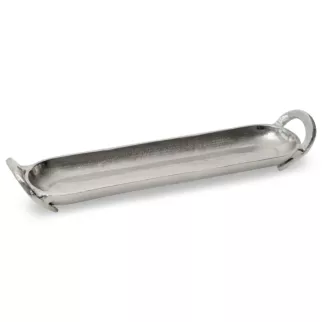 Patera metalowa SARA srebrna z uchwytami