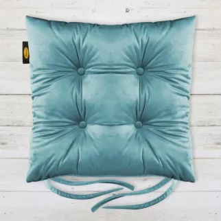 Poduszka na krzesło 40 x 40 x 8 cm dwustronna welwetowa morska z czterema pikowaniami