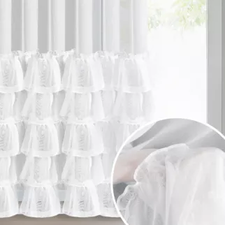 Firana biała z tkaniny aden z pięcioma falbanami 140x250 cm taśma CHARLOTTE 3