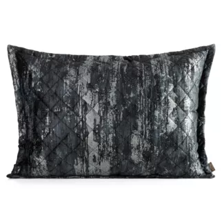 Poszewka na poduszkę 50x70 cm welwetowa czarna, pikowana metoda hot press zdobiona błyszczącym przecieranym nadrukiem BLINK 43 Eurofirany Premium