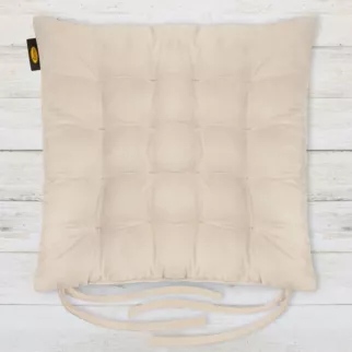 Poduszka na krzesło 40 x 40 x 6 cm  welurowa ciemnokremowa z szesnastoma pikowaniami ADORE