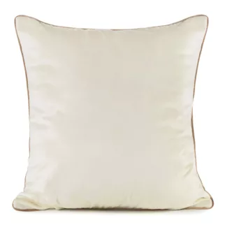Poszewka na poduszkę 60x60 cm welwetowa kolor kremowy o delikatnym połysku z ozdobną lamówką GAJA 2