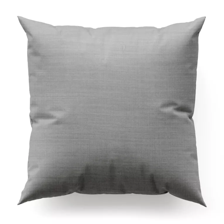 Poszewka szyta popielata z miękkiej tkaniny o naturalnym splocie w stylu ekologicznym