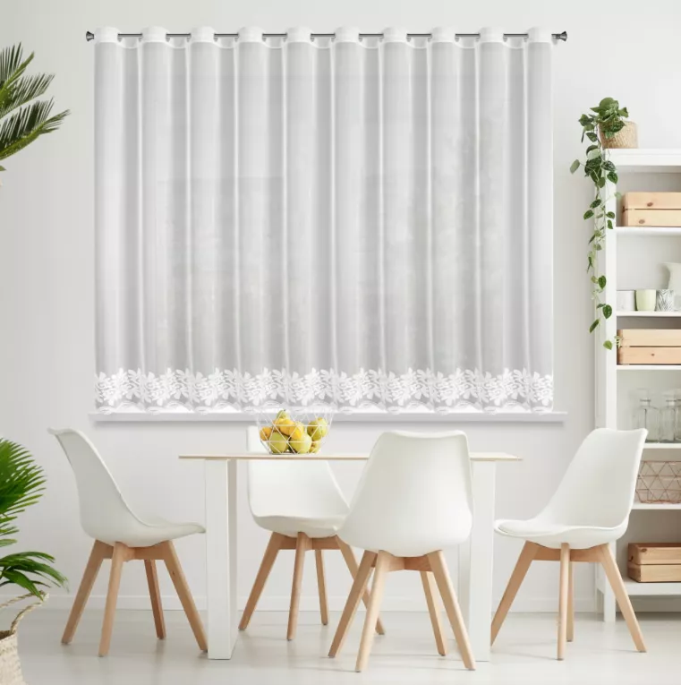 Dekoracja okienna biała z haftem z siateczki 350x150 cm przelotka TALIA
