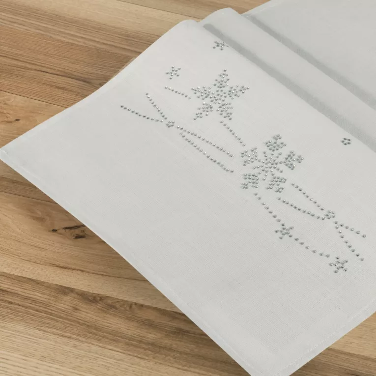 Bieżnik świąteczny AGATA z aplikacją ze srebrnych drobinek