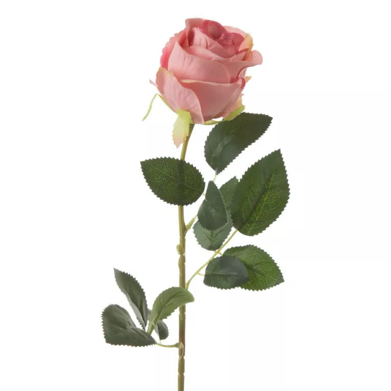 RÓŻA - kwiat sztuczny dekoracyjny z płatkami z jedwabistej tkaniny