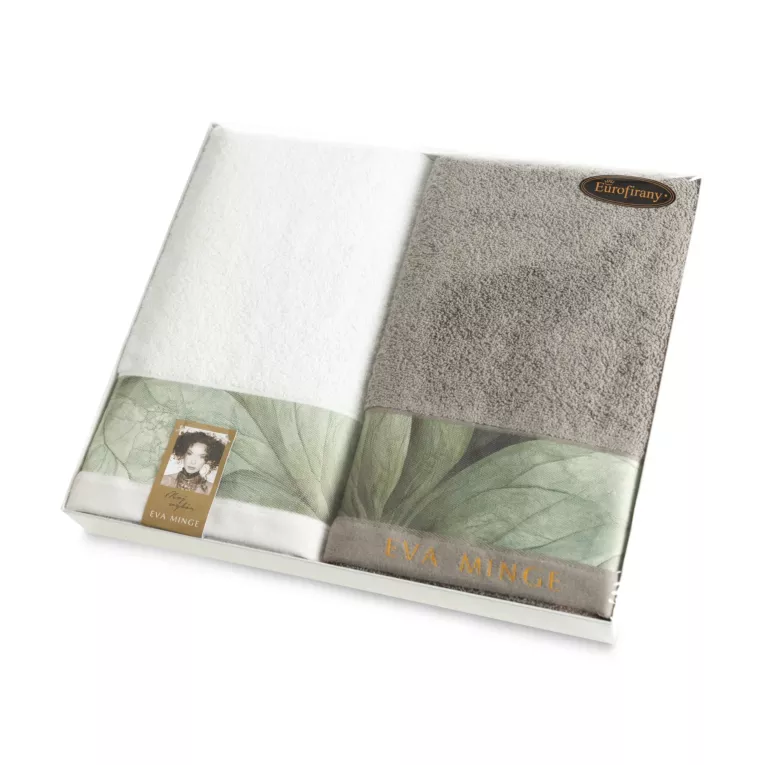 Zestaw prezentowy - 2 szt ręczników EVA MINGE z bordiurą z designerskim nadrukiem,  na każdą okazję