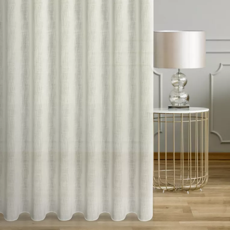 Firana szyta na przelotkach naturalna o naturalnym, luźnym splocie w stylu eko