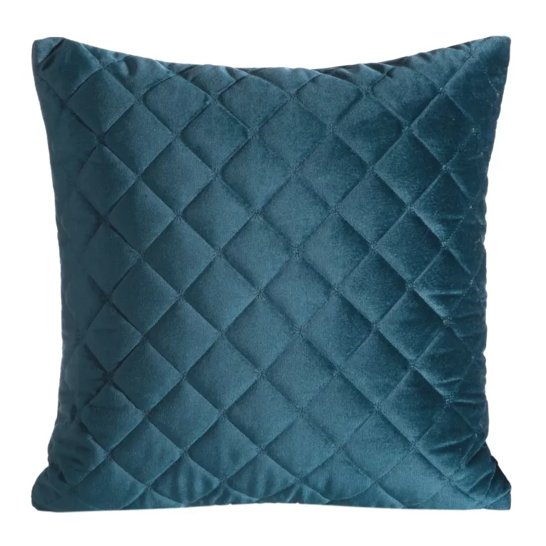 Poszewka na poduszkę 45x45 cm welwetowa ciemnoturkusowa pikowana metodą tradycyjnego szycia RIA 1 Eurofirany Premium