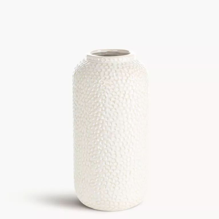 Wazon kremowy z ozdobnym  wzorem 15x15x30 cm ALEX - kolekcja SEA SUMMER