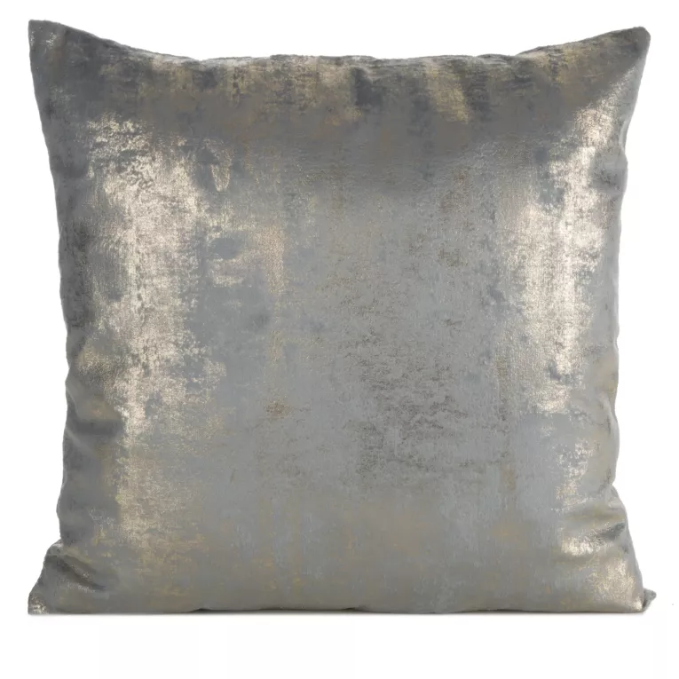 Poszewka na poduszkę 45x45 cm welwetowa szaro, szampańska zdobiona przecieranym wzorem RENIA
