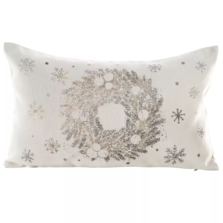 Poszewka na poduszkę 30x50 cm kremowo szampańska z motywem świątecznym