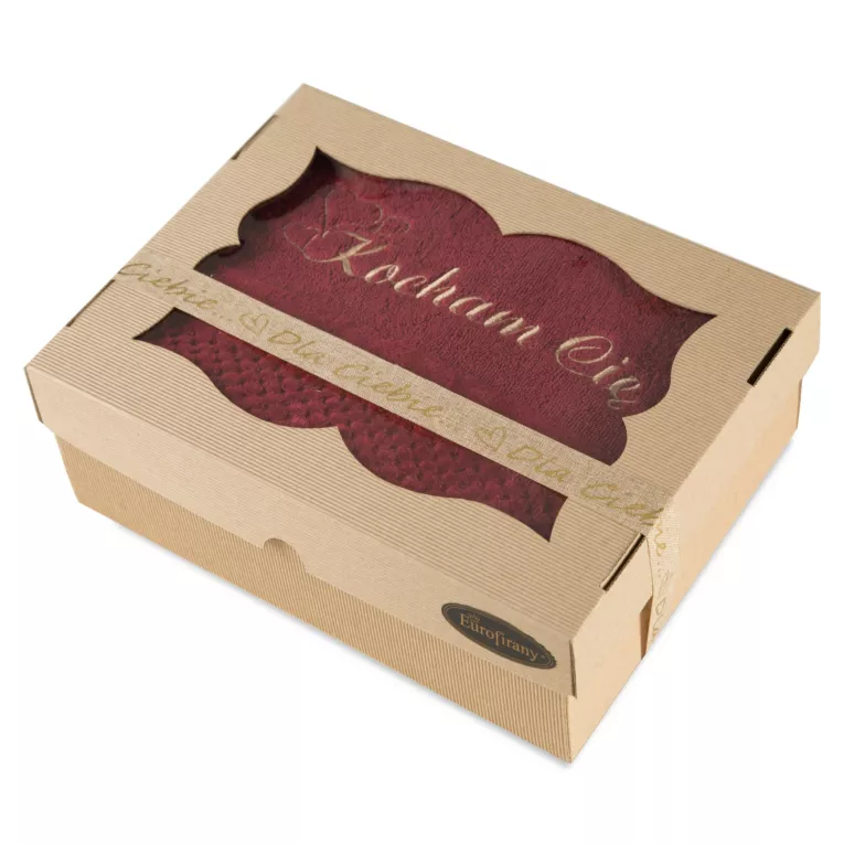 Zestaw prezentowy - ręcznik z haftem KOCHAM CIĘ - trzy kolory do wyboru