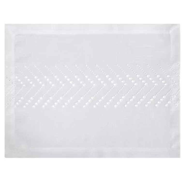 Komplet podkładek 4 szt 34x45 cm jasnokremowy INES z haftem dekoracyjnym