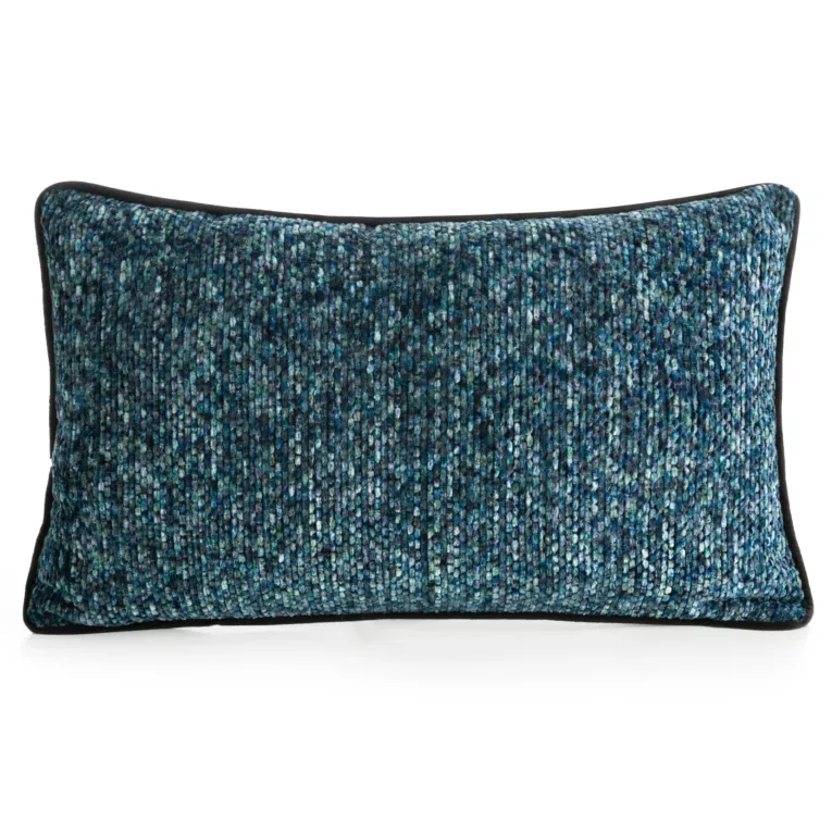Poszewka na poduszkę 30x50 cm niebieska z plecionej szenilowej nici z efektem melanżu BARI